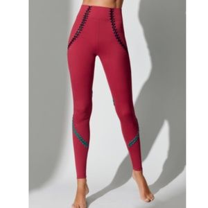 Carbon38 Womens Crochet Legging Red Dhalia High